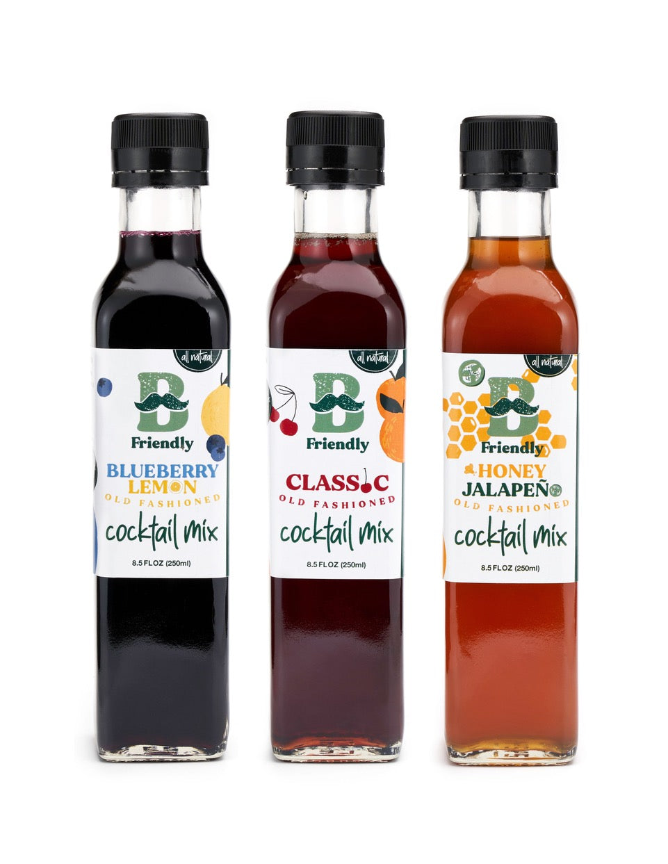 The Three BFriendly Amigos (Blueberry Lemon, Classic, & Honey Jalapeno)