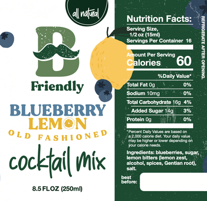 Blueberry Lemon                                              Old Fashioned Mix                                                            250ml Bottle